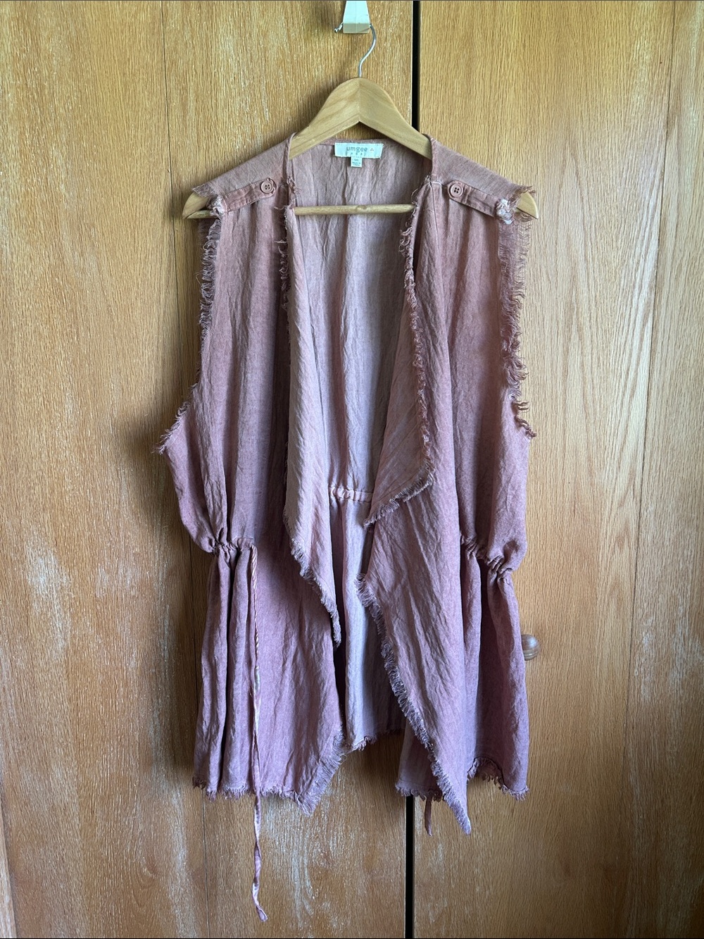 Umgee Lightweight Dusty Rose Sleeveless Draped Vest